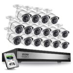 ZOSI 1080p 16 Channel Video Surveillance System,16 Channel DVR 4TB (Hard Drive) 1080p Hybrid Recorder and 16 Outdoor/Indoor CCTV Bullet Camera 1080p with 100ft Long Night Vision and 105°Wide Angle