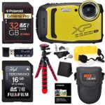 Fujifilm Finepix XP140 (Yellow) Point and Shoot Camera Bundle with Memory Cards, Tripod, Float Strap, Memory Card Reader and More