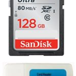 SanDisk 128GB Ultra SDXC Memory Card works wih Nikon Coolpix L340, B500, A10, L32, S7000, A300, P900, Camera UHS-I Class 10 with Everything But Stromboli Memory Card Reader (SDSDUNC-0128G-GN6IN)