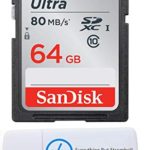 SanDisk 64GB SDXC SD Ultra Memory Card 80mb Bundle Works with Nikon D3500, D7500, D5600, D5200 Digital Camera Class 10 (SDSDUNC-064G-GN6IN) Plus (1) Everything But Stromboli (TM) Combo Card Reader