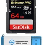 SanDisk 64GB SDXC SD Extreme Pro UHS-II Memory Card Bundle Works with Panasonic Lumix S1, S1R, GH5, GH5S Camera 4K V30 (SDSDXPK-064G-ANCIN) Plus (1) Everything But Stromboli (TM) 3.0 Card Reader