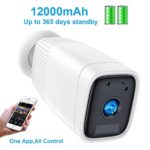 Wireless Rechargeable Battery Camera,FUVISION 1080P Outdoor Security CCTV Camera System,Motion Detect,Night Vision,IP66 Waterrproof,12000mAh Battery,2-Way Audio Wire-Free Security IP Camera (White)