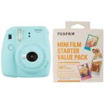 Fujifilm Instax Mini 9 Instant Camera Ice Blue w/ Fujifilm Starter Film Pack
