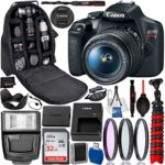 Canon EOS Rebel T7 DSLR Camera with 18-55mm Lens(2727C002 USA) Professional Bundle Package Deal – 2727C002 – USA Warranty – SanDisk Ultra 32GB SDHC Memory Card + Professional Backpack + More