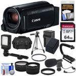 Canon Vixia HF R80 16GB Wi-Fi 1080p HD Video Camera Camcorder with 64GB Card + Battery & Charger + Case + Tripod + Stabilizer + LED + Mic + 2 Lens Kit