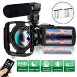 Video Camera Camcorder with Microphone, VideoSky FHD 1080P 36MP 30FPS IR Night Vision Vlogging Digital Cameras Webcam Recorder for YouTube with Wide Angle Lens,Remote,3.0 inch Touch Screen,Lens Hood