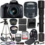 Canon EOS 2000D (Rebel T7) Digital SLR Camera w/ 18-55MM is ii Lens Kit (Black) with Canon EF 75-300MM Lens Professional Accessory Bundle Package Includes: SanDisk 64gb Card + 50” Tripod and More