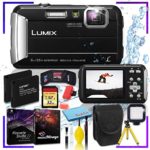 Panasonic Lumix DMC-TS30 Digital Camera (Black) with 32gb SD Memory Card Kit, 160 LED Light, Flexible Tripod, Extra Battery, Carrying Case and Corel Editing Ultimate Accessorie Bundle
