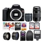 Canon EOS Rebel SL3 DSLR 4K Camera (Black) Bundle w/EF-S 18-55mm f/3.5-5.6 is II and EF 75-300mm f/4-5.6 III Double Zoom Len Kit with (2) 32GB SD Cards Advanced Travel Kit