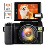 Digital Camera with WiFi 24.0 MP Vlogging Camera 2.7K Ultra HD 3.0 Inch Camera with Flip Screen Retractable Flashlight ?Micro sd Card is not Included? (W1)
