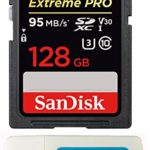 SanDisk 128GB Extreme Pro Memory Card works with Canon EOS Rebel T5, T6, T6i, T7i, EOS 5D Mark IV, 6D Mark II, 5D Mark III, DSLR Camera SDXC 4K V30 UHS-I with Everything But Stromboli Combo Reader