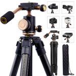 DSLR Travel Tripod, Portable Lightweight Camera SLR Ball Tripods with 1/4 Plate,Bubble Fluid Level,Handle and Bag travel 360 degree pan tripod For Canon Nikon Sony