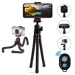Phone Tripod LINKCOOL 360 Degree Rotation Foldable Flexible Octopus Tripod with Wireless Remote Shutter for Camera and iPhone Samsung Other Smartphone Sports Camera (New Vision) (Black)