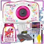 Nikon Coolpix W150 Digital Camera – Flowers (International Model) with Camera Cleaning Kit Bundle + Nikon Camera Backpack (Pink)