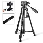 Camera Tripod, UBeesize 55-Inch Lightweight Aluminum Travel Tripod Stand for Canon Nikon Sony DSLR Digital Olympus Video Camera with Universal Smartphone Mount & Carry Bag & Bluetooth Remote