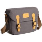 Small Camera Bag SLR/DSLR Shoulder Bag Canvas Removable Inserts Messenger Bag Waterproof Digital Camera for Sony, Canon, Olympus (Gray)