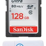 SanDisk 128GB SDXC SD Ultra Memory Card 80mb Bundle Works with Canon EOS Rebel T7, Rebel T6, 77D Digital Camera Class 10 (SDSDUNC-128G-GN6IN) Plus (1) Everything But Stromboli (TM) Combo Card Reader