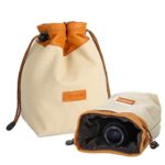 TARION B3 Camera Case Bag Medium DSLR Lens Pouch Drawstring Camera Gadget Bag Portable Lightweight 8.2 x 5.1 x 4.7 Inches Yellow