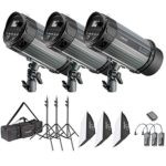 Neewer 900W Studio Strobe Flash Photography Lighting Kit:(3)300W Monolight,(3) Softbox,(3) Light Stand,(1) RT-16 Wireless Trigger,(1) Carrying Bag for Video Portrait Location Shooting(N-300W)