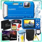 Panasonic Lumix DMC-TS30 Digital Camera (Blue) with 32gb SD Memory Card Kit, 160 LED Light, Flexible Tripod, Extra Battery, Carrying Case and Corel Editing Ultimate Accessorie Bundle