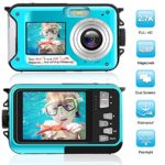 Waterproof Digital Camera Full HD 2.7K 48 MP Underwater Camera Video Recorder Selfie Dual Screens 16X Digital Zoom Flashlight Waterproof Camera for Snorkeling