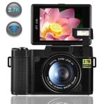 Digital Camera,Vlogging Camera for YouTube 2.7K 24.0MP Ultra HD WiFi Camera 3.0 Inch 180 Degree Rotation Flip Screen (Black)