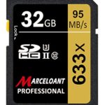 32GB SD Card, Marceloant Professional 633 x Class 10 SDHC UHS-II U3 SD Card Compatible Computer Cameras and Camcorders, SD Memory Card Up to 95MB/s, Yellow/Black (32GB)