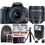 Canon EOS Rebel SL2 SLR Camera w/ 18-55mm f/4 STM Lens + Canon DSLR Bag, 48GB, Filter Kit, Flash & Bundle