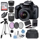 Canon EOS 4000D (Rebel T100) Digital SLR Camera w/ 18-55MM DC III Lens Kit (Black) with Accessory Bundle, Package Includes: SanDisk 32GB Card + DSLR Bag + 50” Tripod + Ultimate Deals Cloth