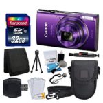 Canon PowerShot ELPH 360 HS Digital Camera (Purple) + Transcend 32GB Memory Card + Camera Case + USB Card Reader + LCD Screen Protectors + Memory Card Wallet + Cleaning Pen + Complete Accessory Bundle