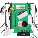 Kshioe Photography Lighting Kit, Umbrella Softbox Set Continuous Lighting with 6.5ftx9.8ft Background Stand Backdrop Support System for Photo Studio Product, Portrait and Video Shooting