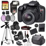 Canon EOS Rebel T6 Digital SLR Camera with EF-S 18-55mm f/3.5-5.6 DC III Lens Kit (Black) Professional Accessory Bundle Package Deal Includes: 32gb SD Card + DSLR Bag + 57″ Tripod + More