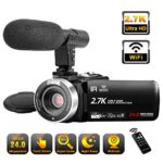 Video Camera Camcorder with Microphone WiFi IR Night Vision Vlogging Camera Ultra HD 2.7K 30FPS 24MP 16X Digital Zoom 3″ LCD Touch Screen YouTube Camera Recorder