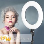 VILTROX 45W Bi-Color Ringlight Ring Light with 75″ inch Stand,18″ 3300K-5600K LED Dimmable Circle Ring Light for Photography Video YouTube Vimeo Portrait Lighting Live Streaming