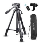 UBeesize 60-inch Camera Tripod, 5kg/11lb Load TR60 Load Portable Lightweight Aluminum Travel Tripod with Carry Bag & Bluetooth Remote, for DSLR SLR Cameras Compatible with iPhone & Android Phone