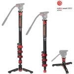 IFOOTAGE Video Monopod Professional 71″ Aluminum Telescopic Monopods with Folding Three Feet Support Base Compatible for DSLR Camcorders