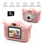 Kids Digital Camera Child Camcorder, Girls Birthday Toy Gifts for 4-13-Year-Old Children, Update Dual Cameras 20.0MP Toddler Video Recorder 1080P IPS 2″ Screen with 32G TF Card, Cat Soft Silicone Case