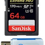 SanDisk 64GB Extreme Pro Memory Card works with Olympus TG-5 Waterproof, E-M10 Mark II, E-M1, STYLUS Tough TG-4, TG-870 Digital DSLR Camera SDXC 4K V30 UHS-I with Everything But Stromboli Combo Reader