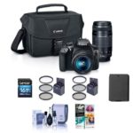 Canon EOS Rebel T6 DSLR 2 Lens Camera Kit with EF-S 18-55mm f/3.5-5.6 IS II and EF 75-300mm F4-5.6 III Lens – BUNDLE w/Camera Bag, 16GB SDHC Card, 2x 58mm UV Filters, Cleaning Kit, Software Package
