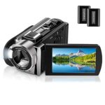 Video Camera Camcorder for YouTube Vlogging Digital Camera Full HD 1080P 15FPS 24MP Camcorder Webcam for Live Streaming 16X Digital Zoom 270° Rotatable Pause Function Recorder with 2 Batteries
