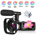 Camcorder Video Camera, Vlogging Camera Ultra HD 2.7K 30FPS 30MP, 3.0 Inch Touch Screen IR Night Vision Camcorders with Microphone, Lens Hood and 2 Batteries (HS2)