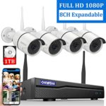 ?8CH Expandable? Home Security Camera System Wireless, OHWOAI 8 Channel 1080P Surveillance DVR Recorder with 1TB Hard Drive, 4Pcs 2.0MP 1080P Outdoor Wireless CCTV IP Cameras,Night Vision,Waterproof
