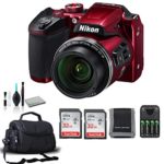 Nikon COOLPIX B500 Digital Point & Shoot Camera (Red) 26508 Bundle with 4X AA Batteries + 2X Sandisk Memory Cards + More