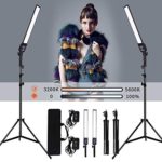 GIJUANRING 2 Packs Dimmable Bi-Color LED Video Light with Tripod Stand Bag Photography Lighting Kit for Camera Video Studio YouTube Product Photography Shooting,376 LED Beads, 3200-5500K,CRI 96+