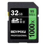 32GB SD Card, BOYMXU Professional 1000 x Class 10 SDHC UHS-I U3 Memory Card Compatible Computer Cameras and Camcorders, SD Memory Card Up to 95MB/s, Green/Black