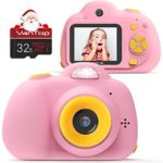 VanTop Junior K5 Kids Camera, 1080P HD Mini Video Camera for Children w/ 32GB Memory Card, 8MP Selfie Len, 2inch IPS Screen, Card Reader, Carrying Bag, Cartoon Sticker, Lanyard