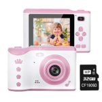 Kids Camera, 8.0MP Creative Digital Dual Camera, Rechargeable Children Camcorder with 2.8” Touch Screen, 4X Digital Zoom, Gift for 3-12 Years Old Girls Boys Party Outdoor, Pink(32GB TF Card Included)
