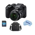 Nikon Coolpix B500 Digital Point & Shoot Camera, Black – Bundle with Camera Bag, 16GB SDHC Card, Microfiber Cloth