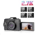 Digital Camera Vlogging Camera with 3.0inch Flip Screen, 30MP Ultra 2.7K HD Video Camera with Retractable Flashlight, 16X Powerful Zoom, Suitable for Wedding, Trip, Vlogging, Recording Life