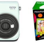 Fujifilm Instax Mini 70 – Instant Film Camera (ICY Mint) and Instax Mini Rainbow Film Value Pack – 10 Images